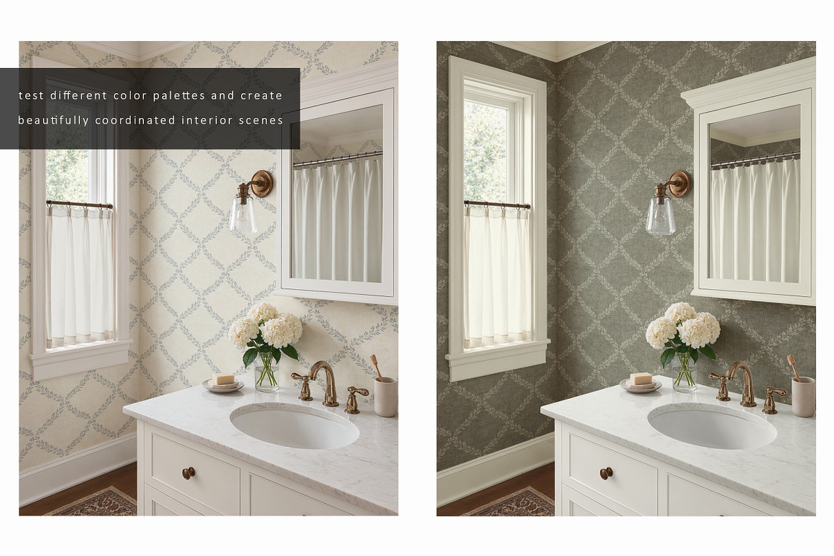 Small Bathroom Wallpaper Mockup, a Household Mockup by LinnestCreative (Photo 2 of 7)