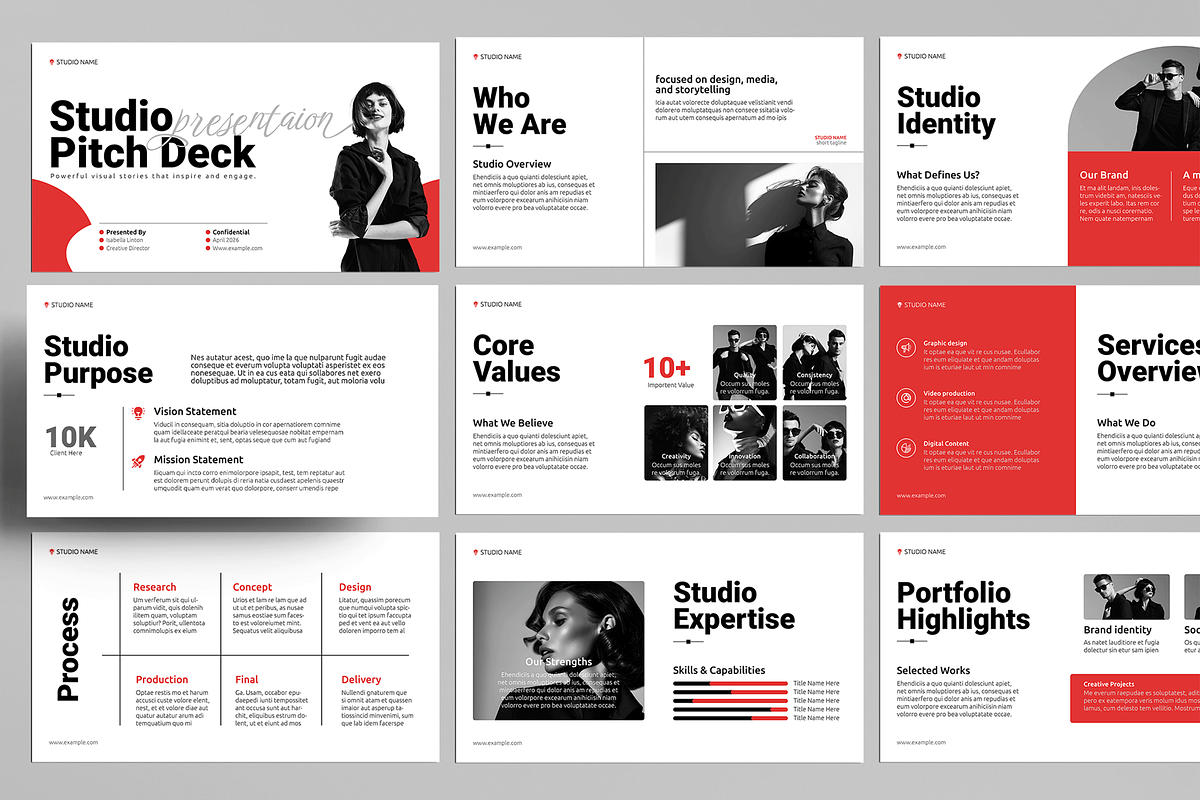 Studio Pitch Deck Presentation, a Presentation Template by MightyDesign (Photo 1 of 8)