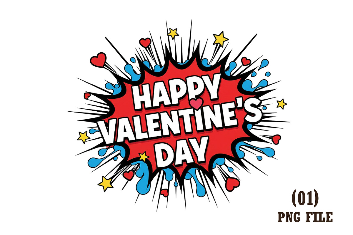 Comic Style Happy Valentine’s Day, an Illustration by DreamArtGraphic (Photo 1 of 6)