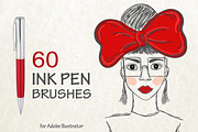 60 ink pen vector brushes, a Brush Add-On by Madiwaso (Thumbnail 1 of 4)