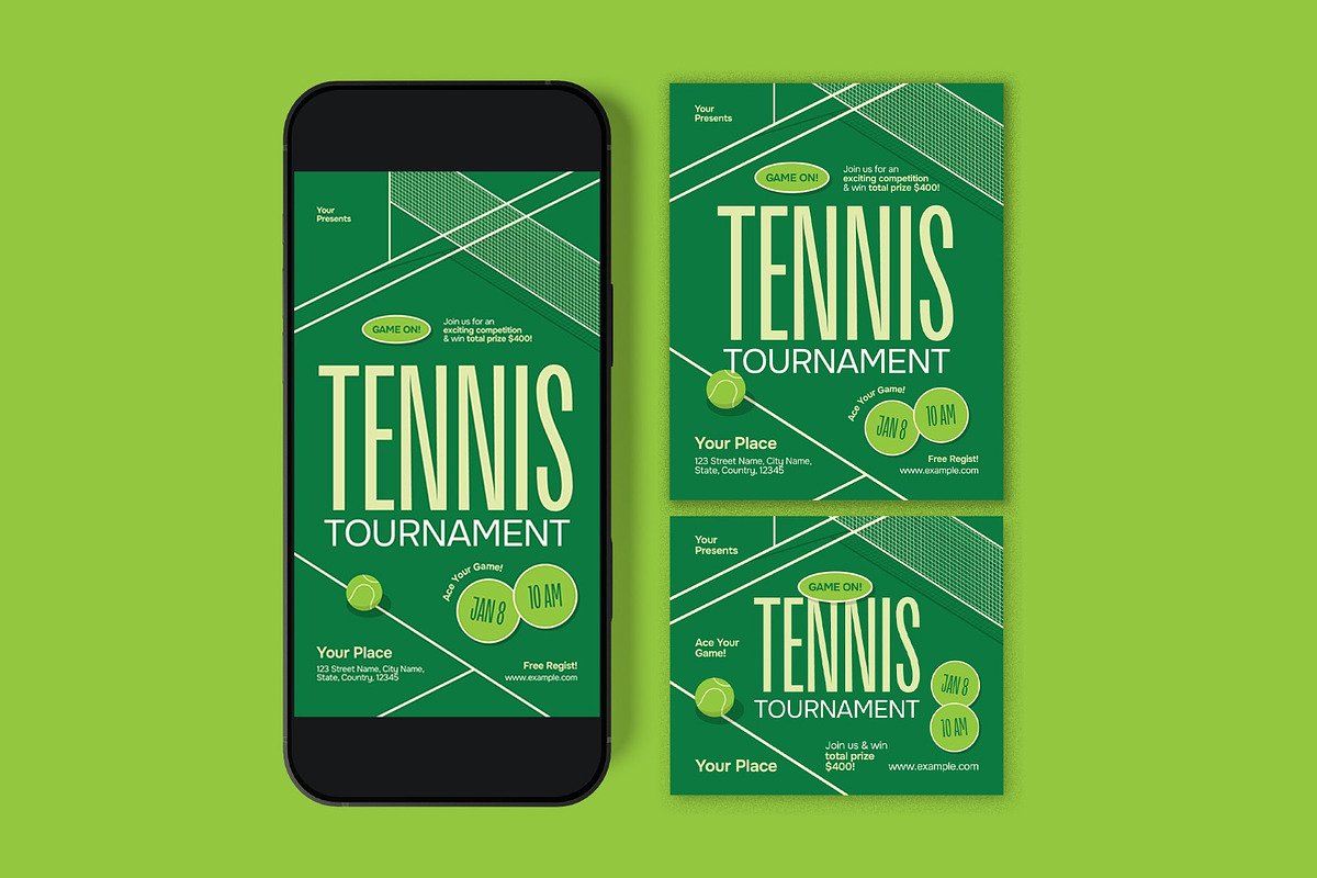 Bold Tennis Tournament Flyer, a Flyer Template by graphicook (Photo 3 of 3)