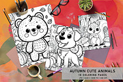 Autumn Cute Animals Coloring Pages, a Seasonal Illustration by Digital Art Creations (Thumbnail 4 of 4)