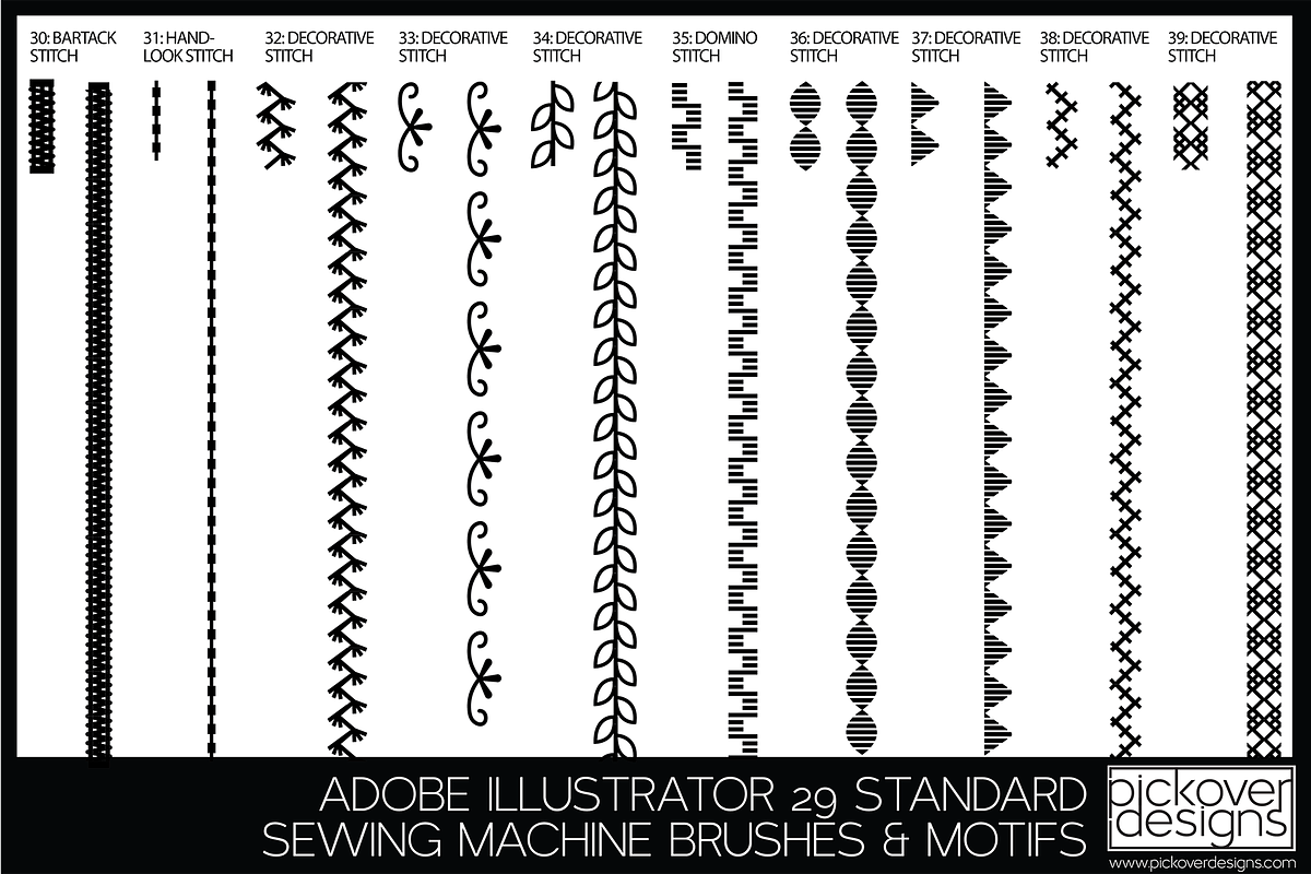 29 STANDARD SEWING MACHINE BRUSHES, a Brush Add-On by Pickover Designs (Photo 5 of 6)