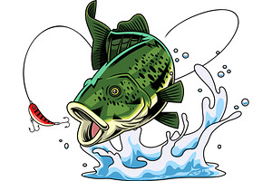 Powerful Bass Fish Cartoon Character
