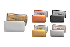 Set of rectangular badge pin brooch