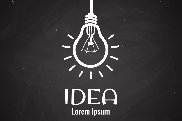 Light Bulb Idea Logo On Blackboard
