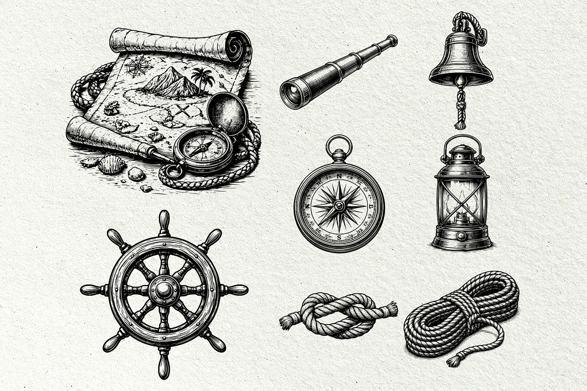 Nautical Engraving SVG Graphics, an Object Illustration by DENIDigitalArtSudio (Photo 5 of 6)