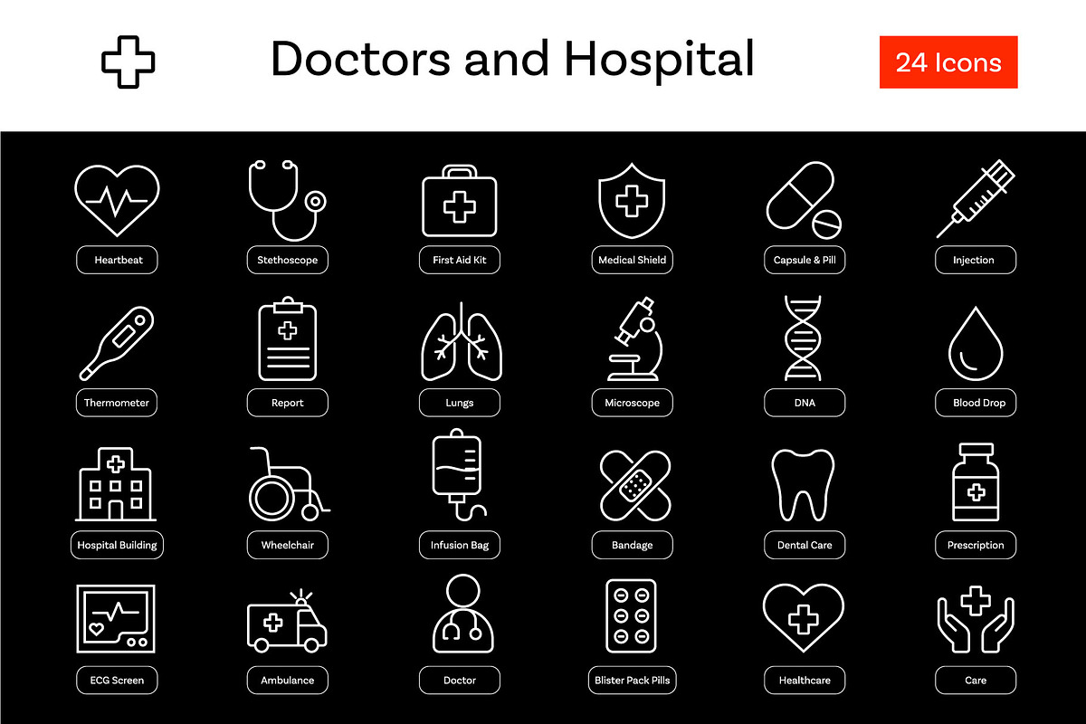 Medical & Healthcare Line Icons, an Outline Icon by Motaleb Hossain (Photo 3 of 3)