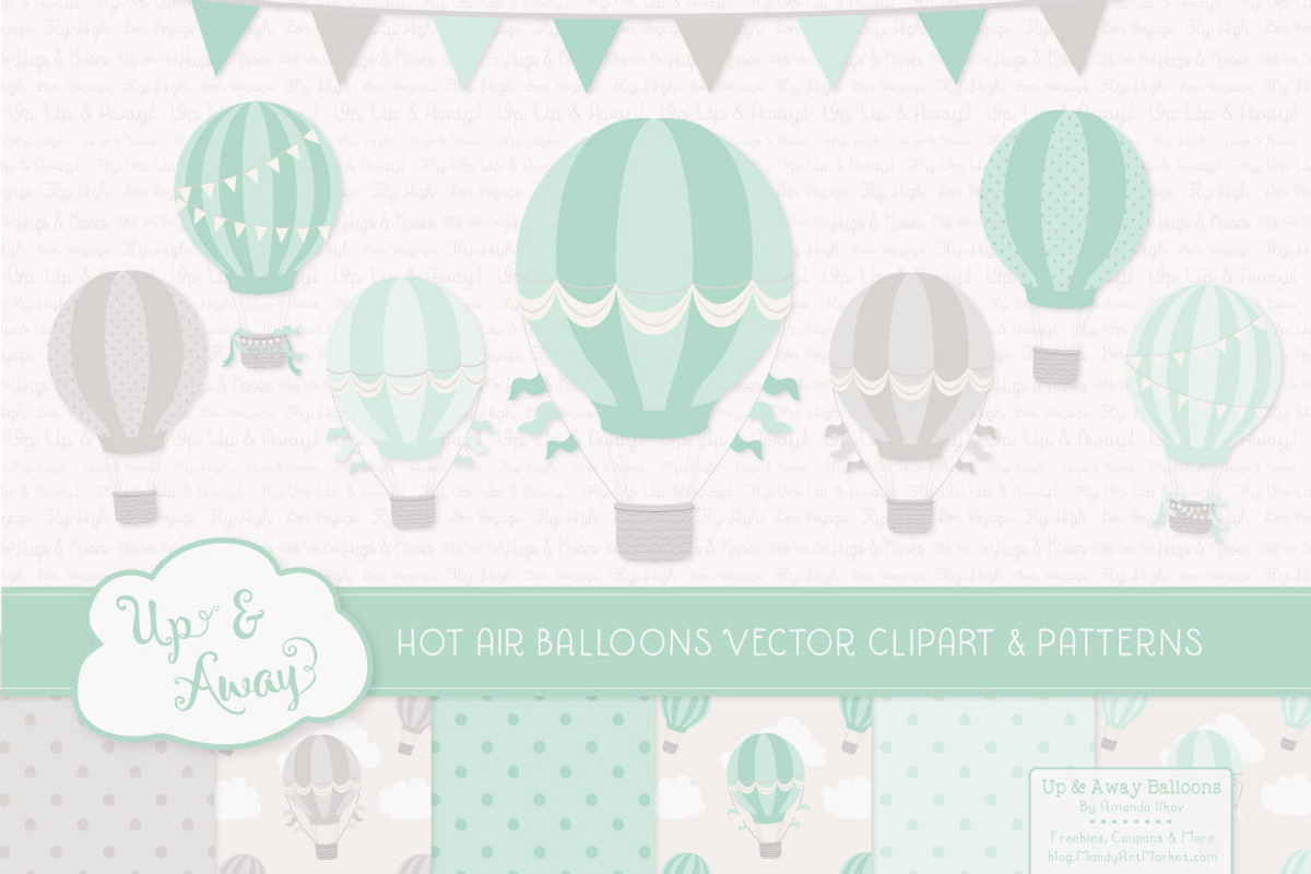 Mint Green Hot Air Balloons, an Illustration by Amanda Ilkov (Photo 1 of 5)
