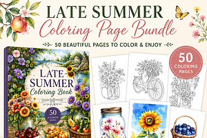Late Summer Coloring Page Bundle
