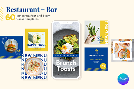 Restaurant Instagram Kit | Canva, a Social Media Template by Rose & Co.