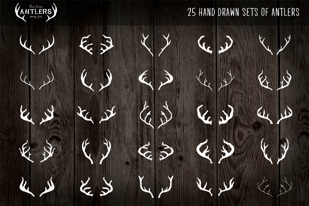 25 Vintage, Hand Drawn Antlers, an Icon by Design Surplus (Photo 2 of 2)