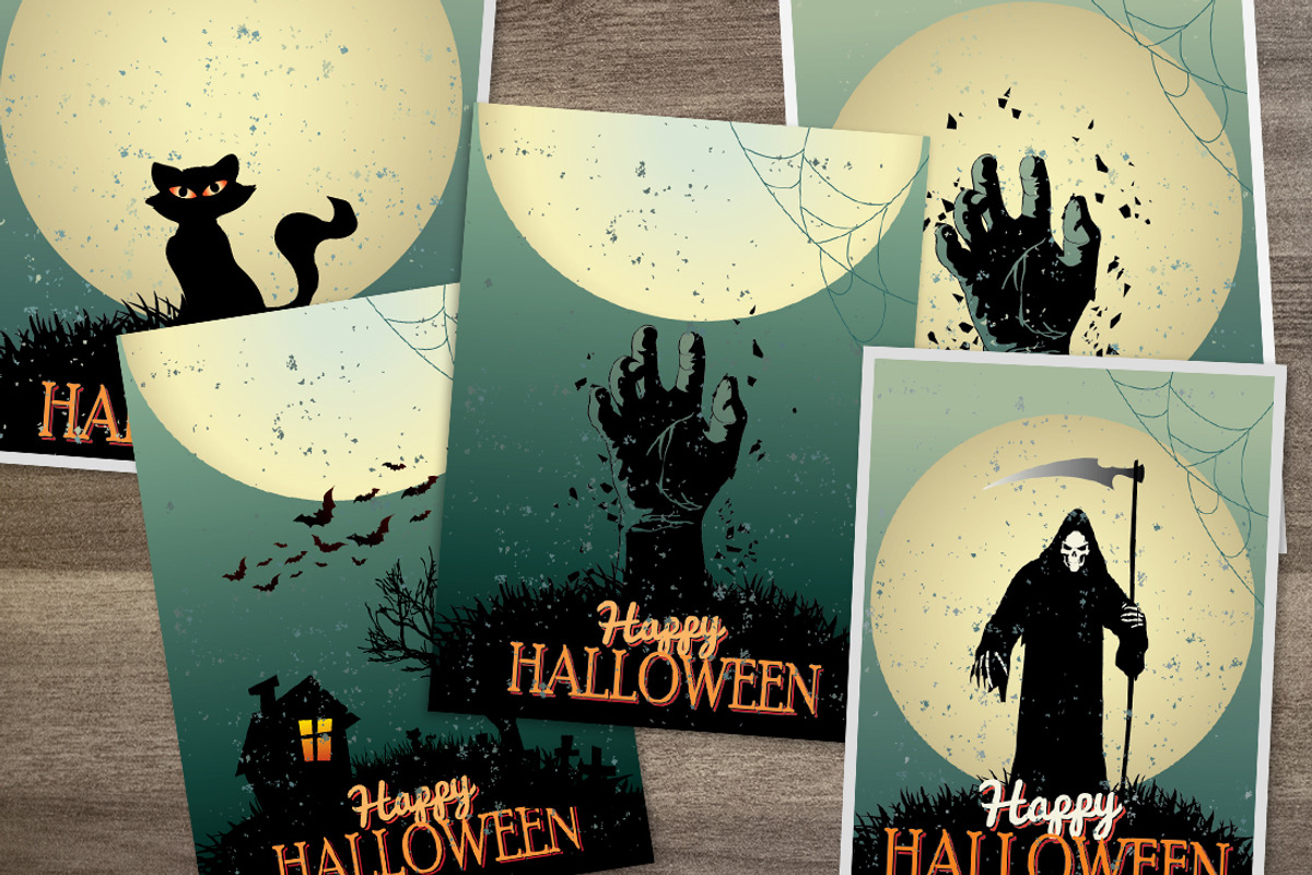 Halloween Greeting Cards, a Card Template by meanicons (Photo 3 of 3)