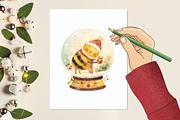 Cute Cartoon Christmas Bees Clipart, an Illustration by designcity5 (Thumbnail 4 of 5)