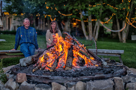 Couple Enjoying Backyard Bonfire