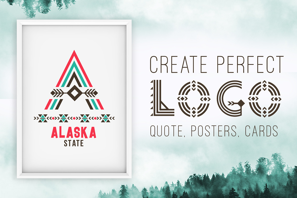 Tribal Aleut OTF color font. preview 2