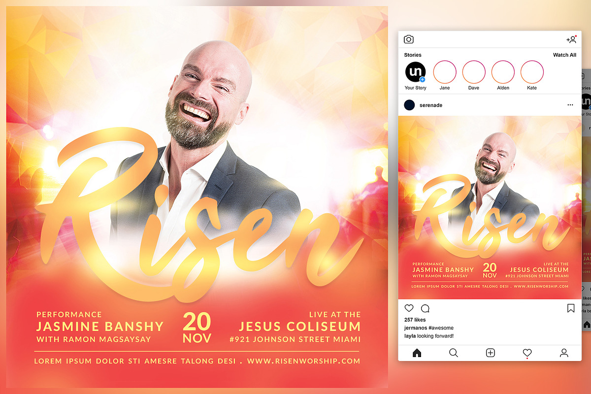 Risen Church Flyer, a Flyer Template by KiraYamato Design Studio
