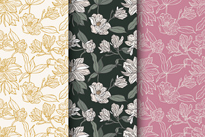 Magnolia Flowers Seamless Pattern