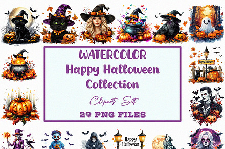 Watercolor Happy Halloween PNG Set, an Object Illustration by DesignBTF
