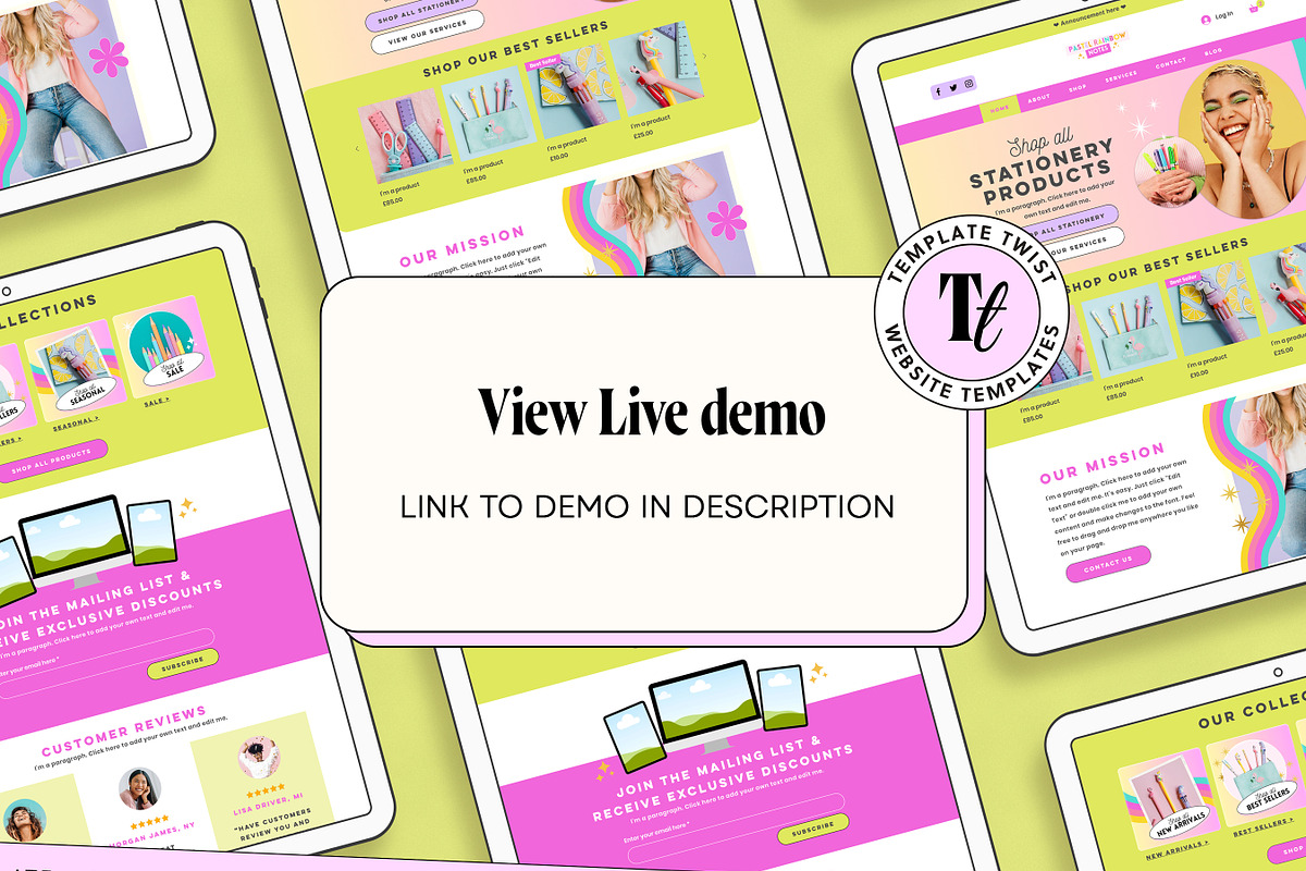 Pastel Rainbow Website Template, a Wix Template by Template Twist Shop (Photo 3 of 10)