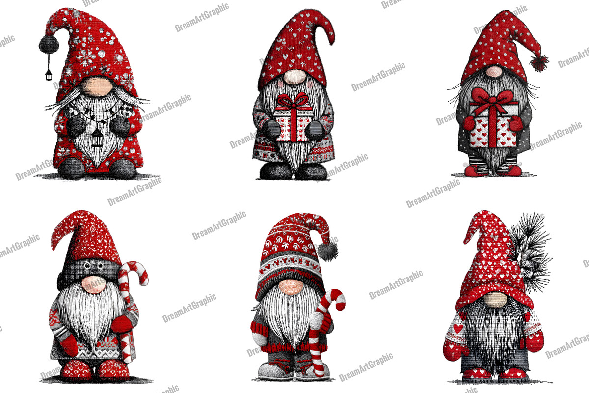 Christmas Gnome Embroidery Design, an Illustration by DreamArtGraphic (Photo 4 of 4)
