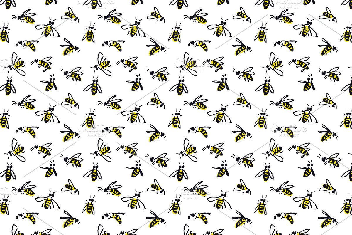 Hand drawn bees, an Animal Illustration by Nenilkime (Photo 3 of 5)