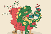 Romantic Dinosaur Date Illustration, an Animal Illustration by barsrsind (Thumbnail 4 of 4)