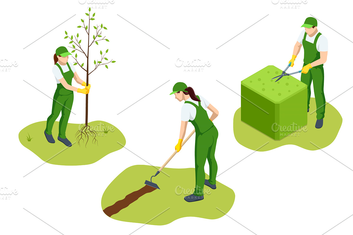 Agricultural cultivation. Two people, an Object Illustration by Golden Sikorka