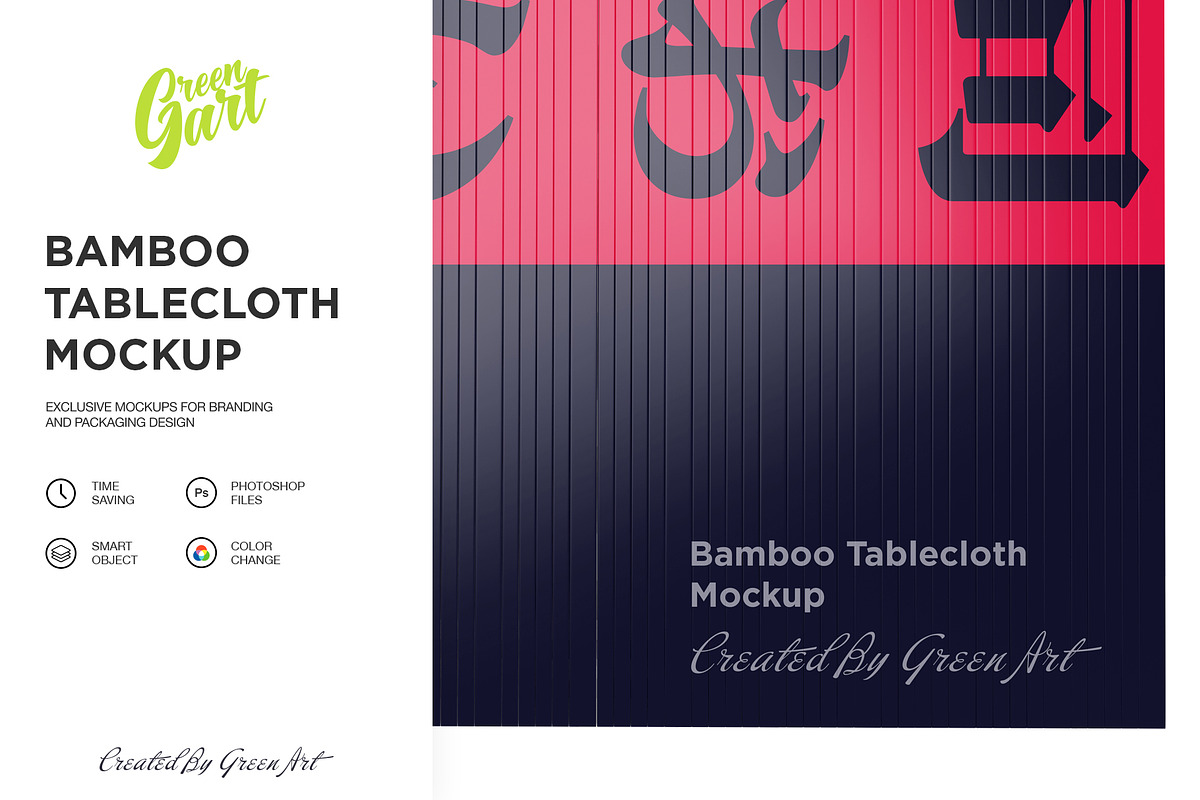 Bamboo Tablecloth Mockup - Top View, a Mockup by Green Art (Photo 5 of 5)