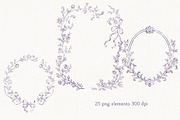 Plum Vintage Baroque Wedding Set, a Seasonal Illustration by AlenaVlasko stock Market (Thumbnail 3 of 8)
