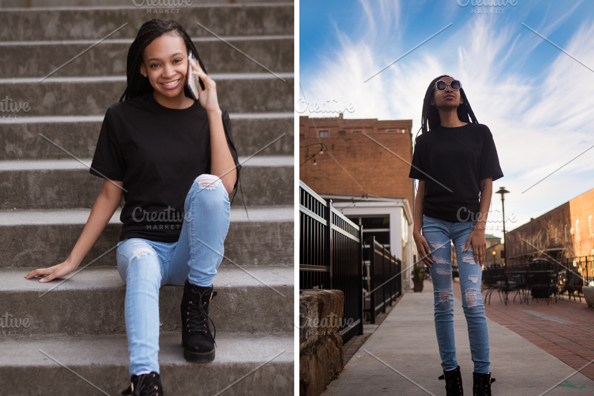 Black T-Shirt Mockup Stock Photos, a Person Photo by Eye for Ebony (Photo 3 of 7)