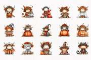 Halloween Highland Cow Clipart, a Seasonal Illustration by fashionaddict (Thumbnail 3 of 7)