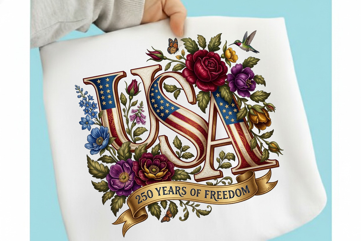 USA 250 Years of Freedom Floral PNG, an Illustration by designcity5 (Photo 1 of 4)