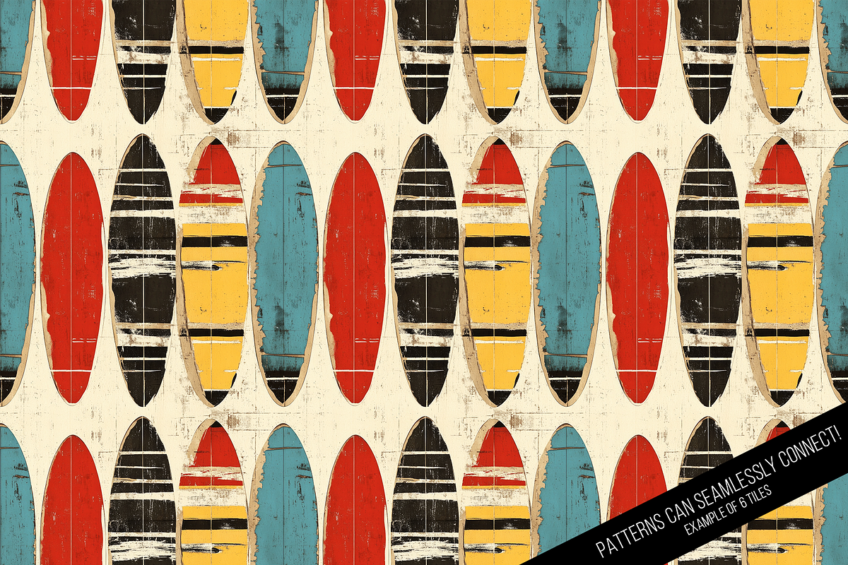 Retro Surfing Seamless Digital Paper, a Pattern Graphic by Chromolume Studio (Photo 5 of 15)