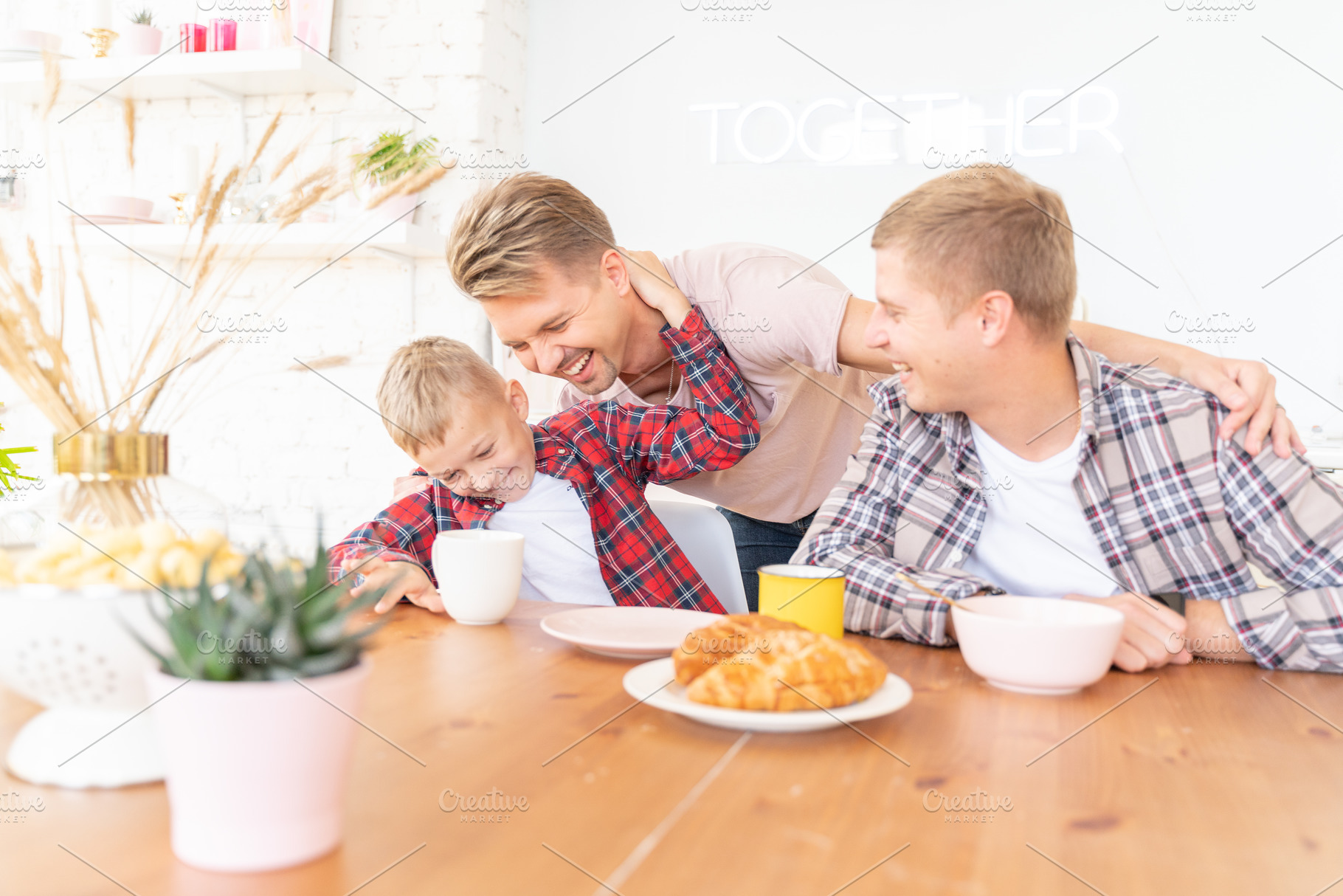 Happy family containing cereal, milk, and healthy, a Person Photo by Olezzo