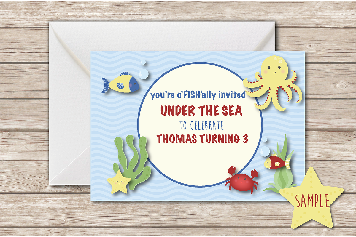Under the sea clipart, an Illustration by Poppymoondesign, image size:1200x800