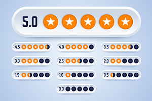 Set of rating labels with stars.