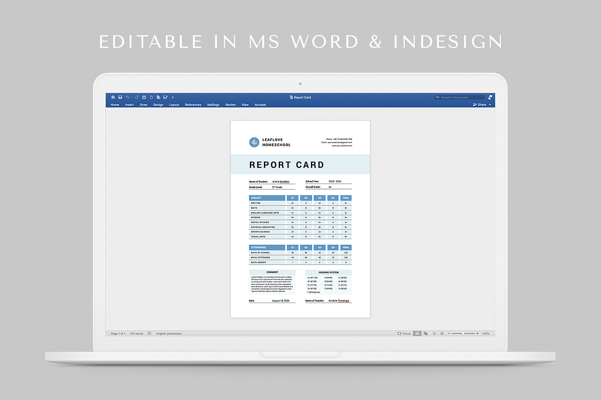 School Report Card, a Card Template by Leaflove (Photo 5 of 5)
