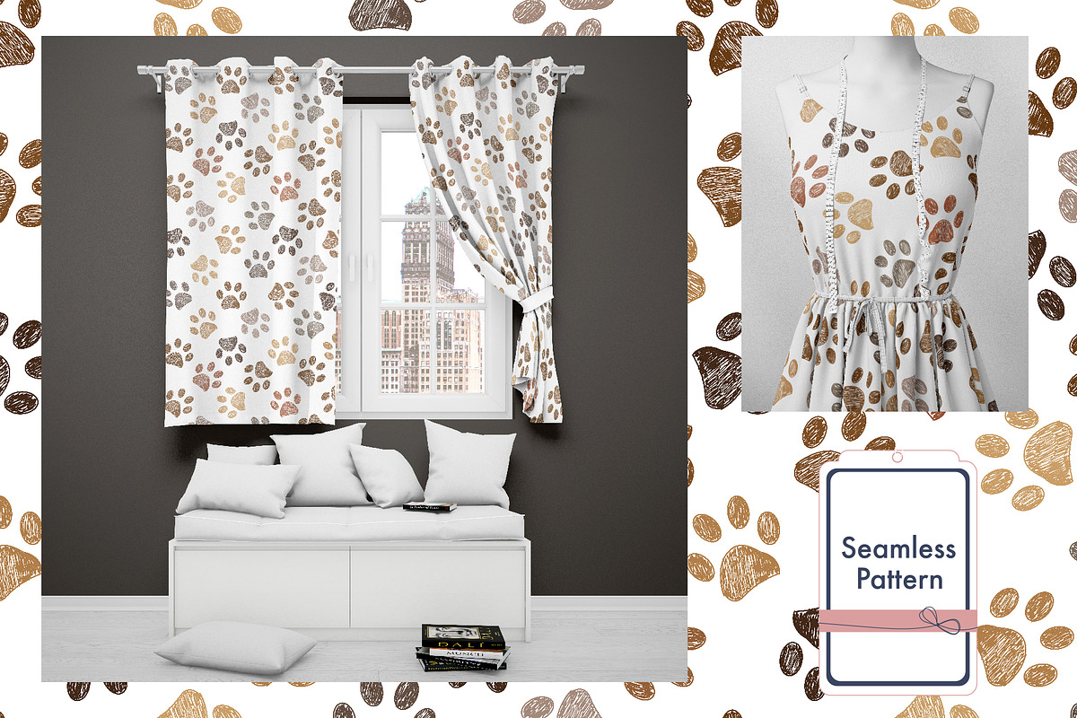 Paw print seamless pattern, a Pattern Graphic by gulsengunel (Photo 4 of 6)