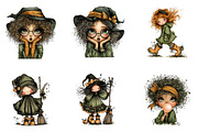 Whimsical Witch Clipart Bundle, a Seasonal Illustration by fashionaddict (Thumbnail 3 of 7)