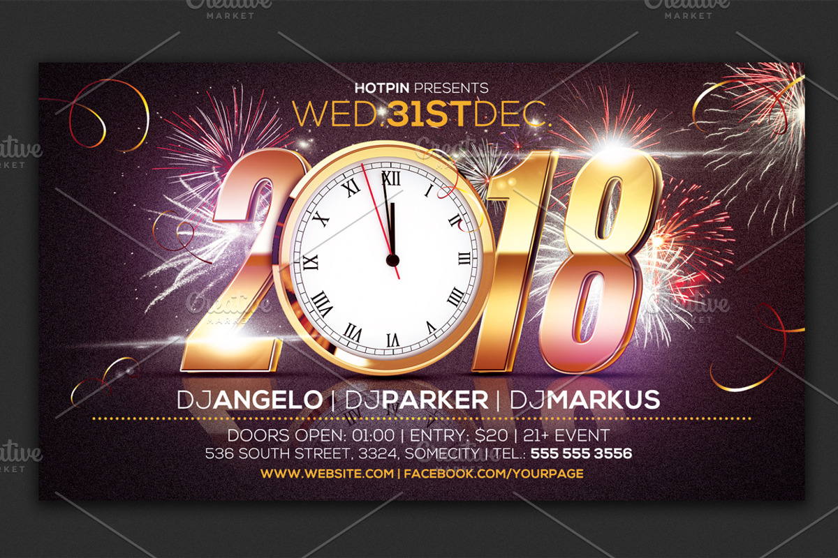 New Year Eve Party Flyer Template, a Flyer Template by Hotpin (Photo 2 of 2)