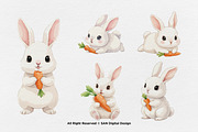 15 Bundle Watercolor White Rabbit, an Animal Illustration by Morspective (Thumbnail 7 of 8)