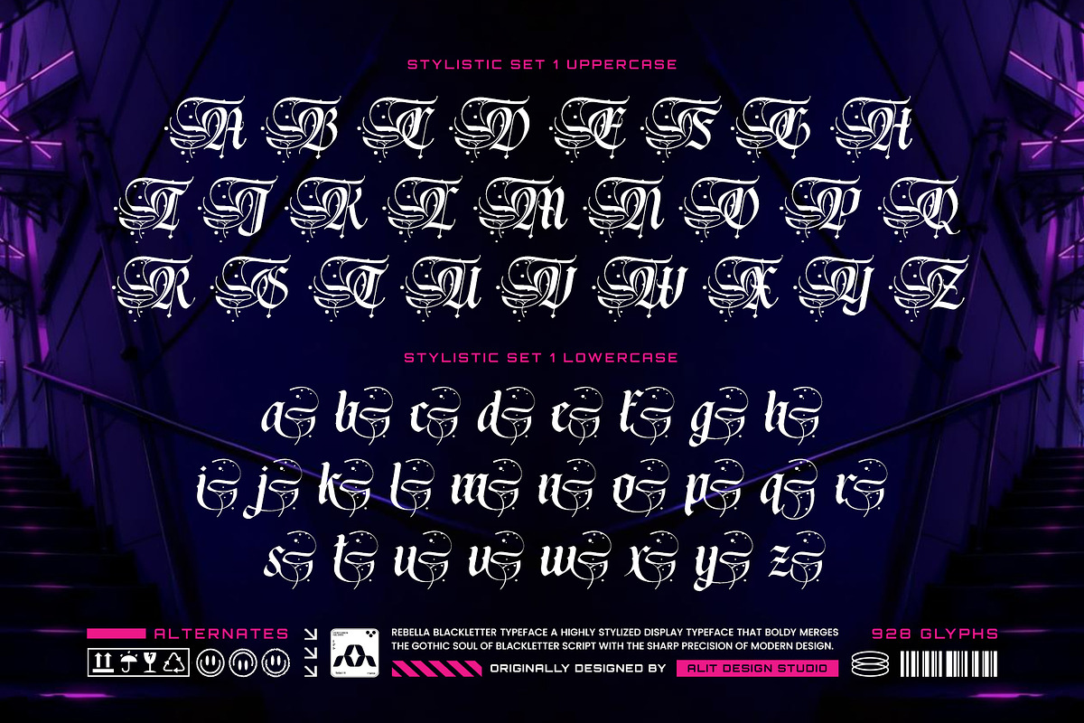 Rebella Typeface, a Blackletter Font by alit design (Photo 6 of 17)