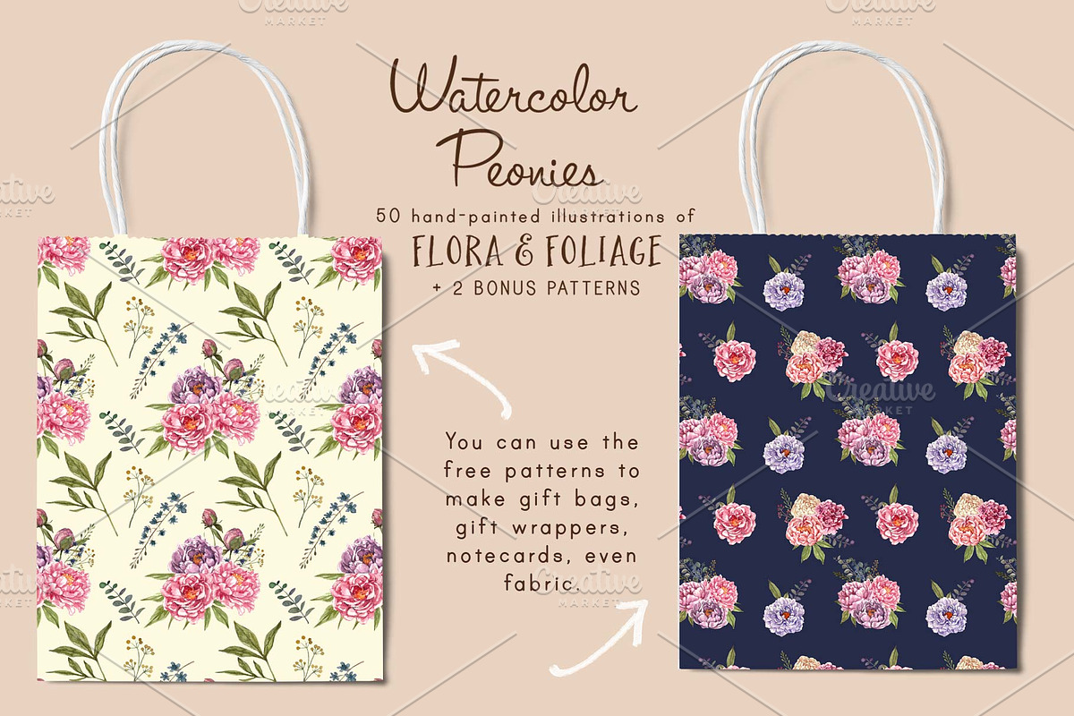 Watercolor Peonies & Foliage, an Illustration by Cynthia Arre (Photo 4 of 7)