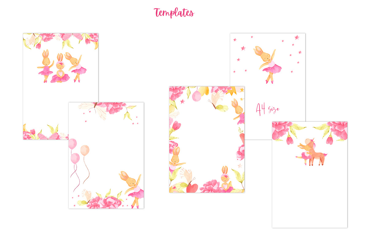 Little Ballerina Watercolor Clipart, an Animal Illustration by natalisart (Photo 8 of 13)