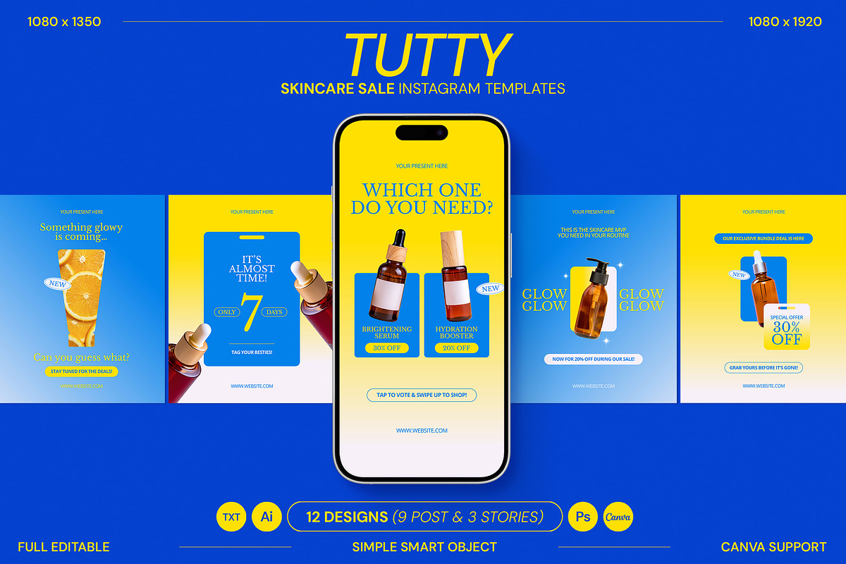 Skincare Sale Instagram Templates, a Social Media Template by Supanium Studio (Photo 2 of 5)