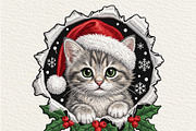 Christmas Cat Santa Hat PNG, an Object Illustration by DreamCafeArt (Thumbnail 6 of 6)