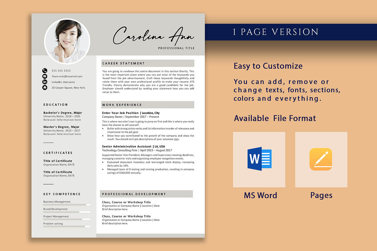 Modern Professional Resume Template, a Resume Template by VictoriousVita (Photo 2 of 8)