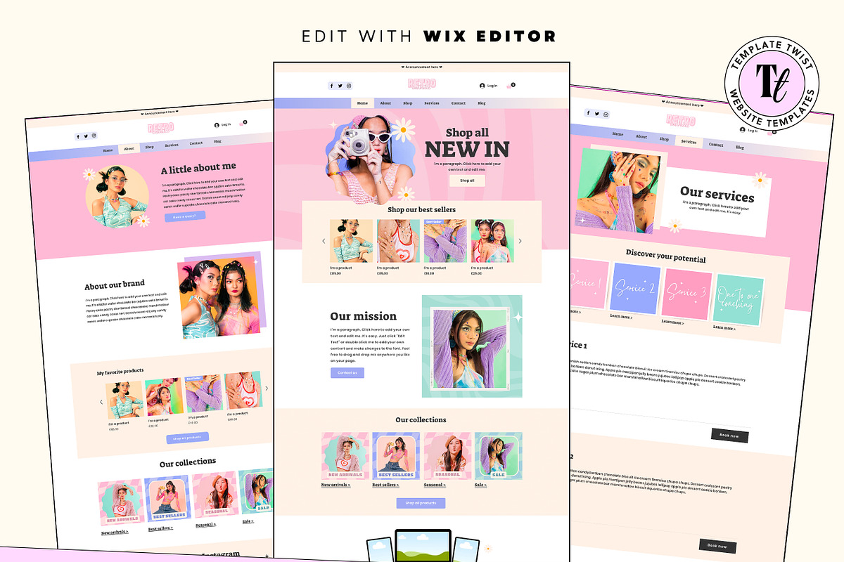 Pink Retro Y2K Wix Store, a Wix Template by Template Twist Shop (Photo 2 of 10)