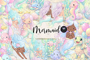 Mermaid Cute Underwater Clipart, an Illustration by BigCakeBee (Thumbnail 1 of 4)